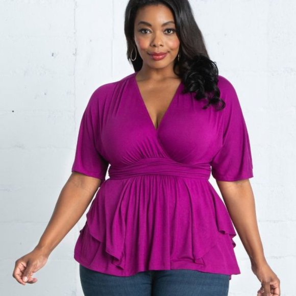 Kiyonna Tops - Kiyonna Promenade Top - Purple